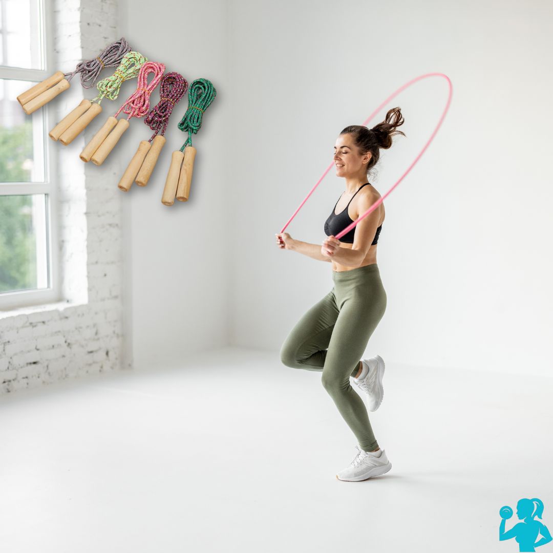 Corde à Sauter en Coton avec Poignées en Bois – Exercice Cardio pour Enfants et Adultes – Image 5
