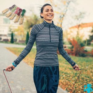 Corde à Sauter en Coton avec Poignées en Bois – Exercice Cardio pour Enfants et Adultes