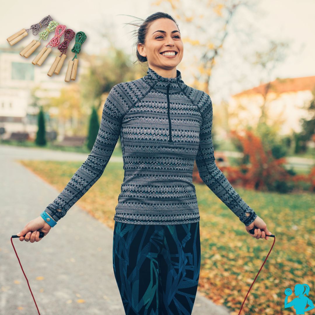 Corde à Sauter en Coton avec Poignées en Bois – Exercice Cardio pour Enfants et Adultes