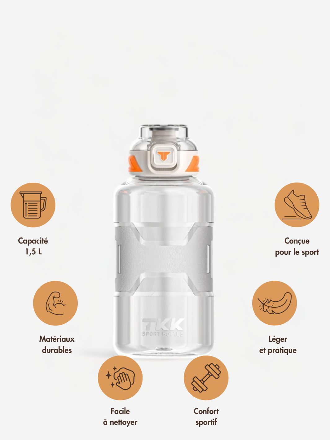 Gourde Sport 1,5L Antidérapante avec Paille Intégrée – Hydratation Premium pour Sportifs – Image 6