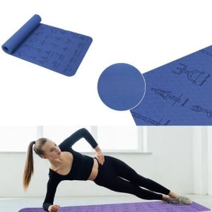 Tapis de Yoga Pédagogique Bleu avec 70 Guides de Poses – Écologique TPE Antidérapant