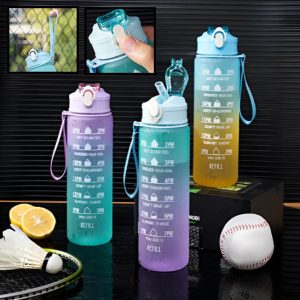 Gourde Horodatée Anti-Fuites 900ml avec Paille Intégrée – Solution Hydratation Quotidienne