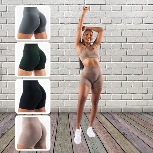 Short de Sport Taille Haute Sans Couture – Effet Ventre Plat et Push-Up – Image 6