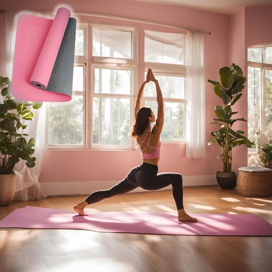 Tapis Yoga Rose Gris Premium – Antidérapant et Confortable pour Pratique Optimale – Image 2