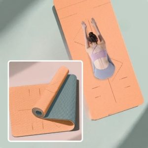 Tapis Yoga Antidérapant Pêche – Matériau Premium avec Lignes d&rsquo;Alignement pour Pratique Sûre