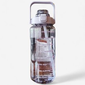 Gourde 2 Litres avec Paille Silicone et Marques Temporelles Motivantes – Home Fit Zone